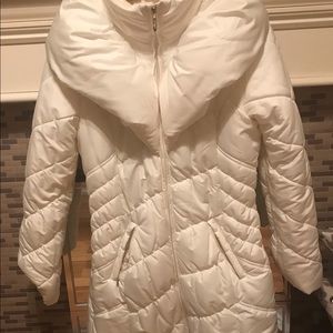 Winter White Shawl collar puffer jacket